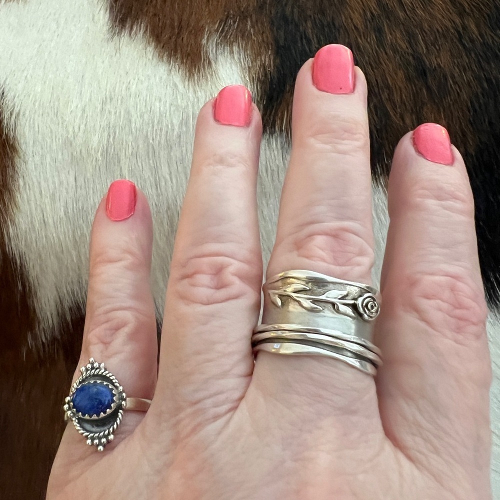 ❤️ Lapis Lazuli Oxidized Sterling Silver Size 5.5 Southwestern Ring 2.7 Gram - Picture 4 of 14